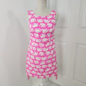 Lilly Pulitzer Delia Dress Womens 4 Pink Tusk In Sun Elephant Mini Shift Resort